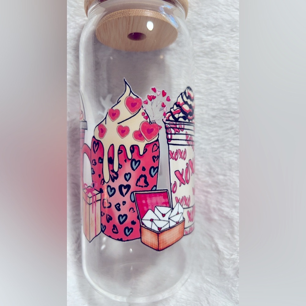 Xoxo leopard coffee love Glass Tumbler w Bamboo lid